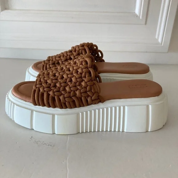 NWOT Maeve Anthropologie Crochet Rope Brown Platform Sandals Sz 36